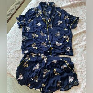 Anthropology Lybird navy silk pajama set